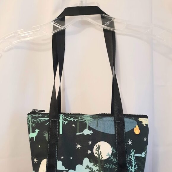 New Camping Tress theme Travel Shoulder make-up bag Green Aqua Deer Wolves Fire - Picture 3 of 7